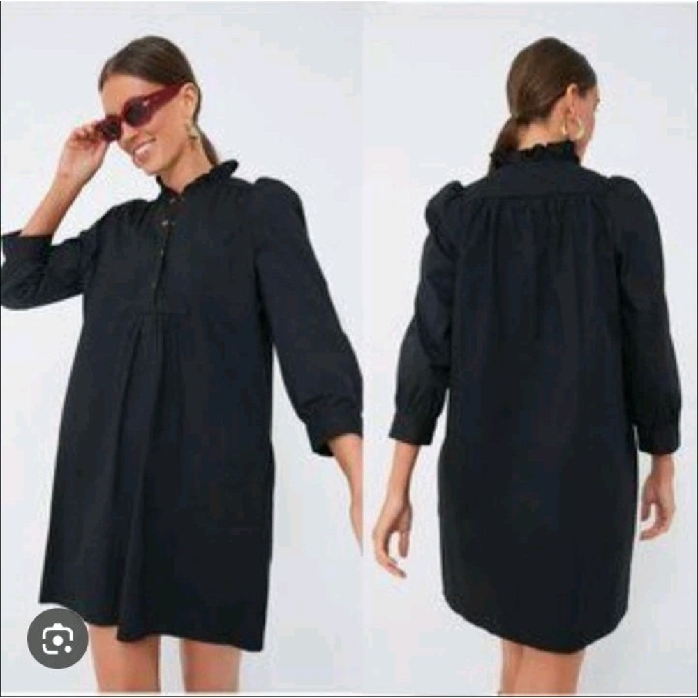 Pomander Place Tuckernuck Black Claiborne Dress Button Down Shift Puff Sleeve XS